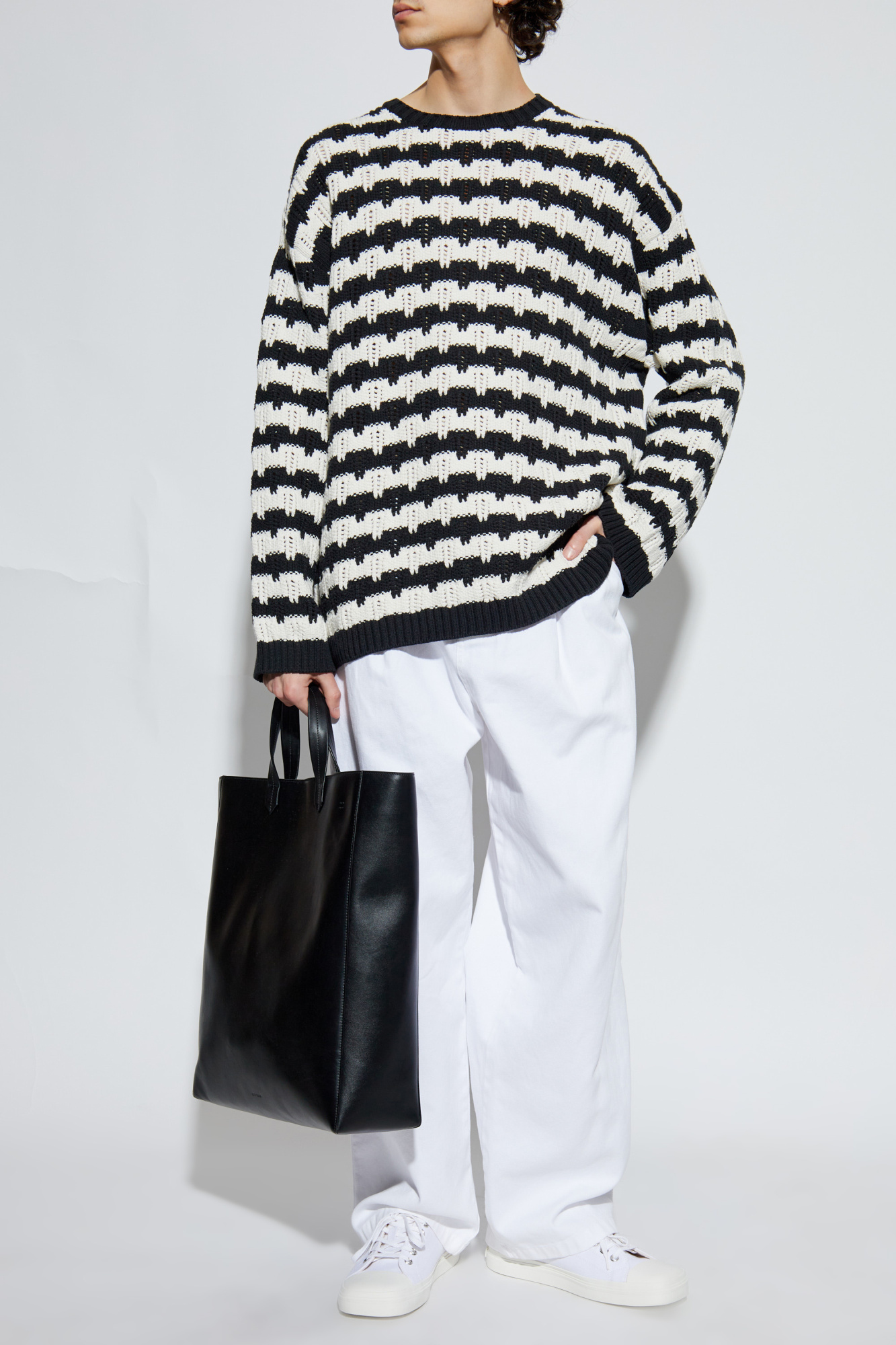 Black Sweater with striped pattern Moschino - Vitkac AS